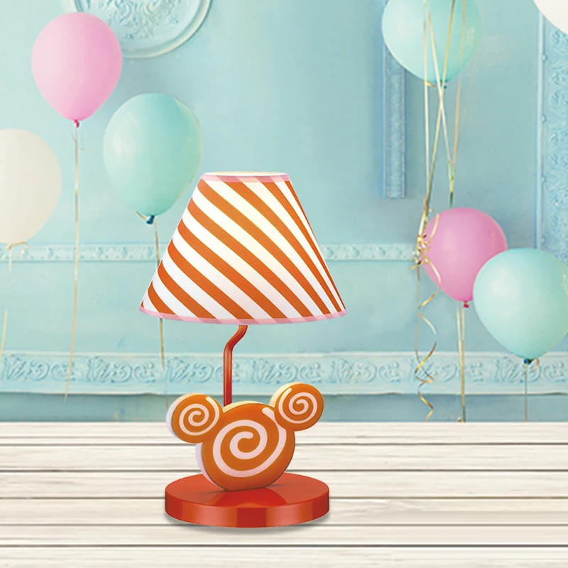 Lampe de chevet conique orange, éclairage de Table de nuit en tissu pour enfants avec tête de souris Clearhalo