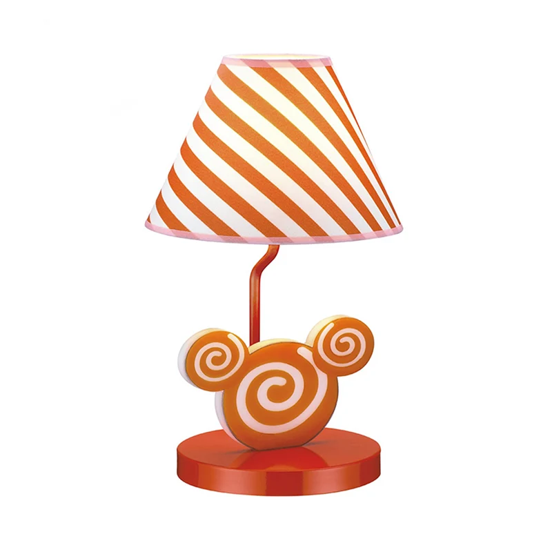 Lampe de chevet conique orange, éclairage de Table de nuit en tissu pour enfants avec tête de souris Clearhalo