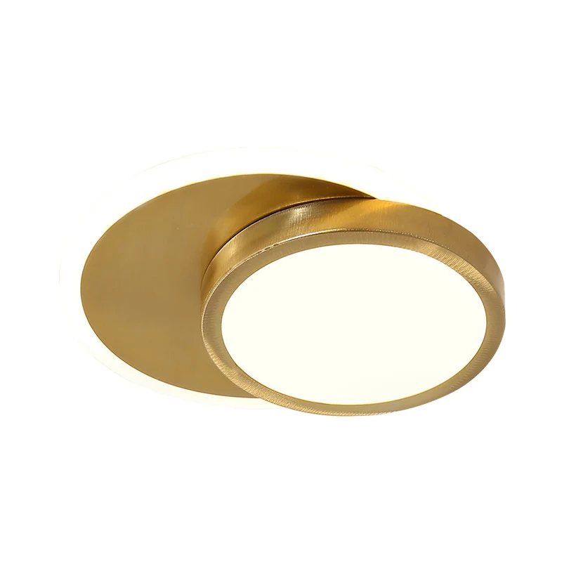 Lampe circulaire encastrée dorée contemporaine LED en acrylique proche du plafonnier pour couloir Clearhalo