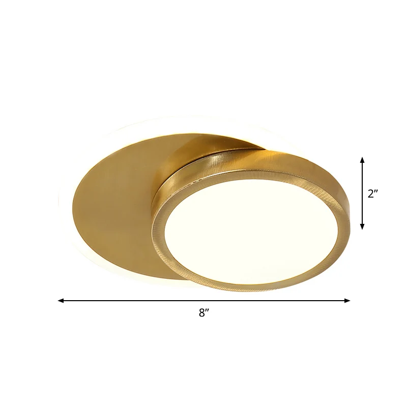 Lampe circulaire encastrée dorée contemporaine LED en acrylique proche du plafonnier pour couloir Clearhalo