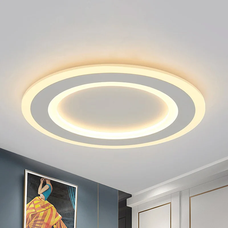Lampe encastrée à anneau halo blanc simplicité LED plafonnier en acrylique givré en lumière chaude/blanche Clearhalo
