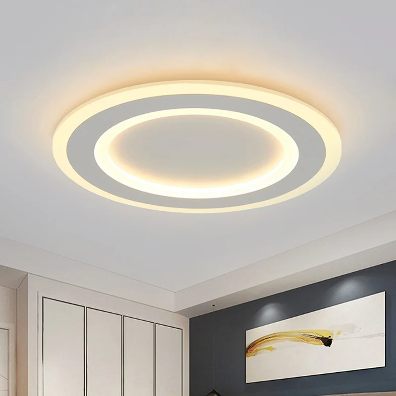 Lampe encastrée à anneau halo blanc simplicité LED plafonnier en acrylique givré en lumière chaude/blanche Clearhalo