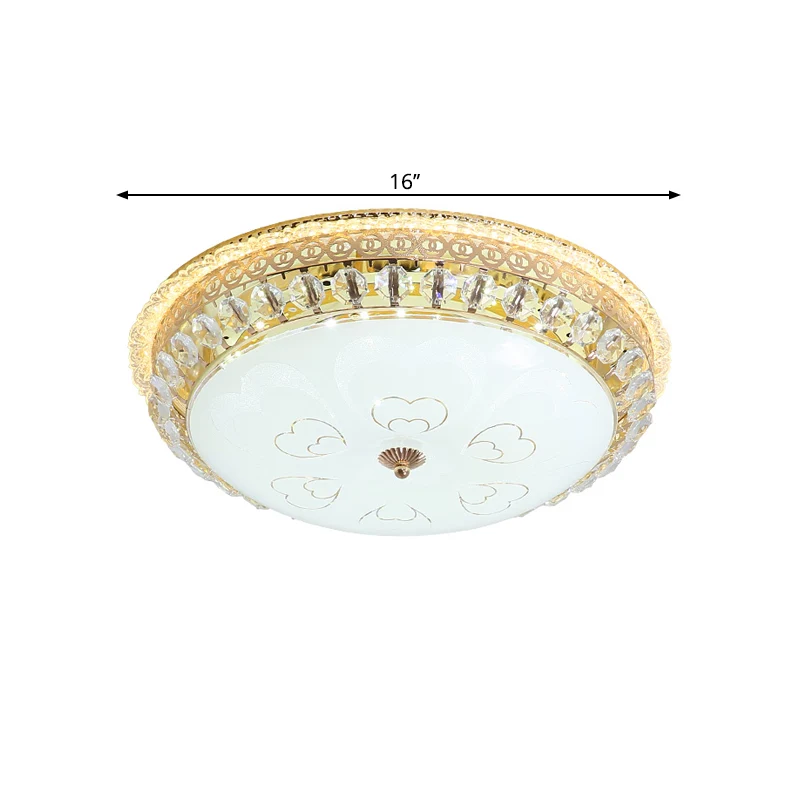 Lampe encastrée en bloc de cristal circulaire, luminaire LED moderniste doré pour chambre à coucher Clearhalo