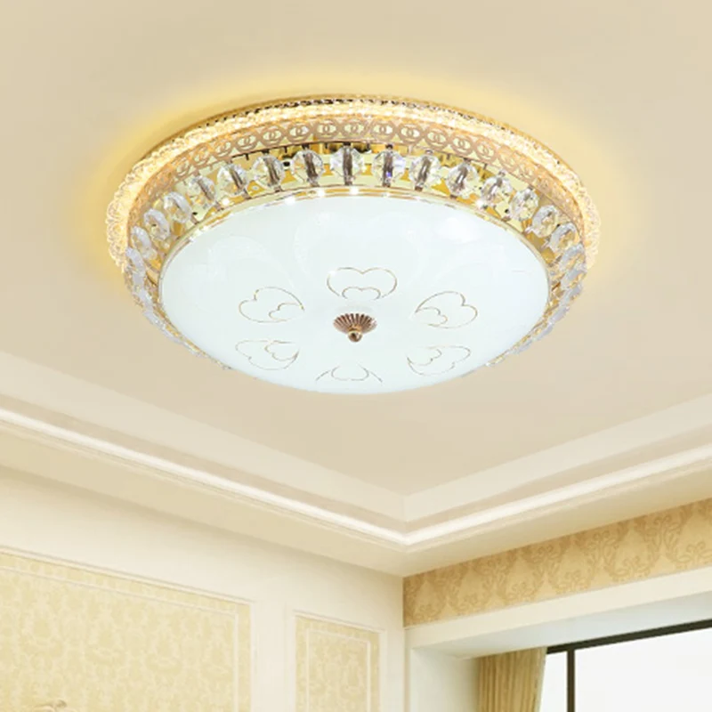 Lampe encastrée en bloc de cristal circulaire, luminaire LED moderniste doré pour chambre à coucher Clearhalo