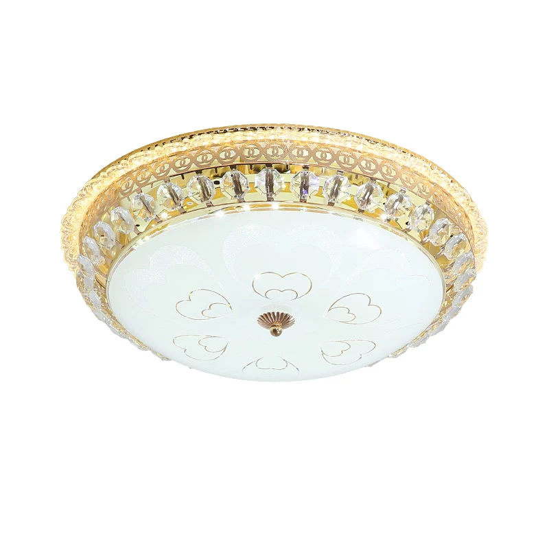 Lampe encastrée en bloc de cristal circulaire, luminaire LED moderniste doré pour chambre à coucher Clearhalo