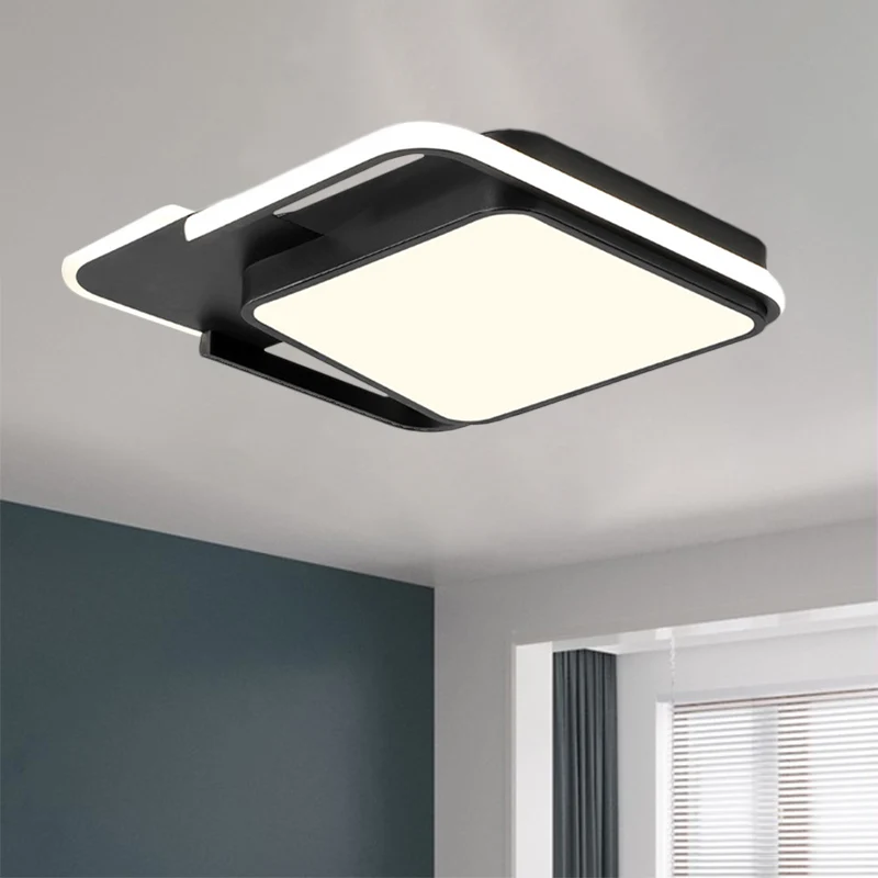 Lampe encastrée carrée blanche/noire, éclairage encastré métallique minimal à LED en lumière blanche/chaude, 16,5"/20,5" d...
