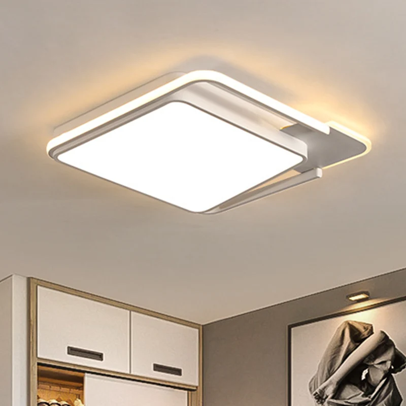 Lampe encastrée carrée blanche/noire, éclairage encastré métallique minimal à LED en lumière blanche/chaude, 16,5"/20,5" d...