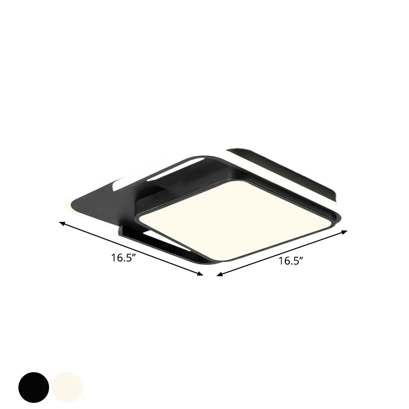 Lampe encastrée carrée blanche/noire, éclairage encastré métallique minimal à LED en lumière blanche/chaude, 16,5"/20,5" d...