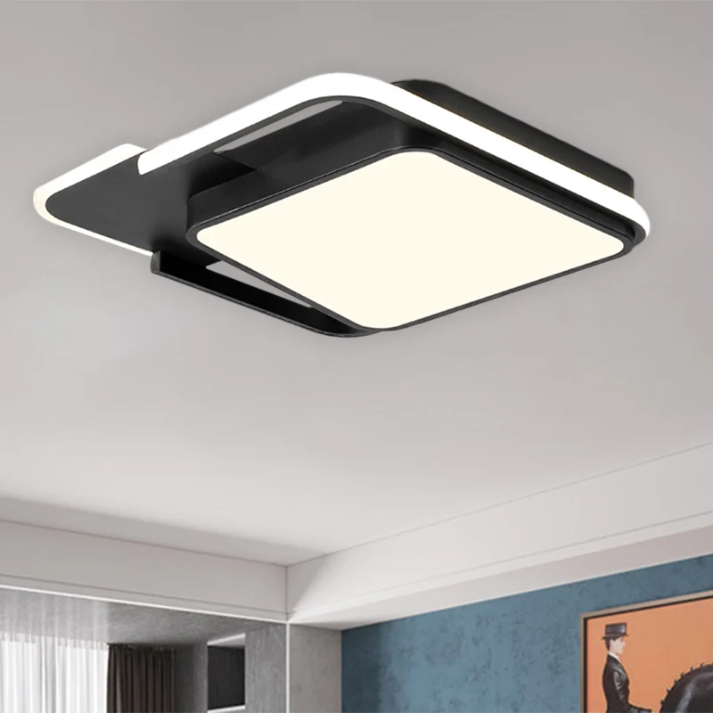 Lampe encastrée carrée blanche/noire, éclairage encastré métallique minimal à LED en lumière blanche/chaude, 16,5"/20,5" d...