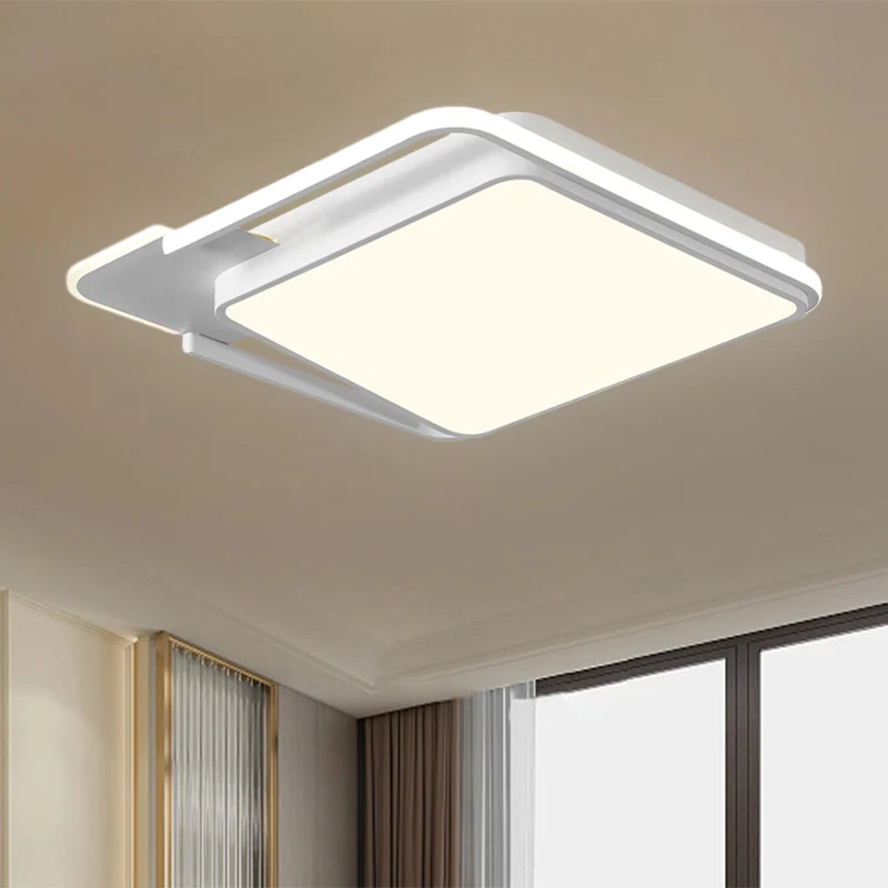 Lampe encastrée carrée blanche/noire, éclairage encastré métallique minimal à LED en lumière blanche/chaude, 16,5"/20,5" d...
