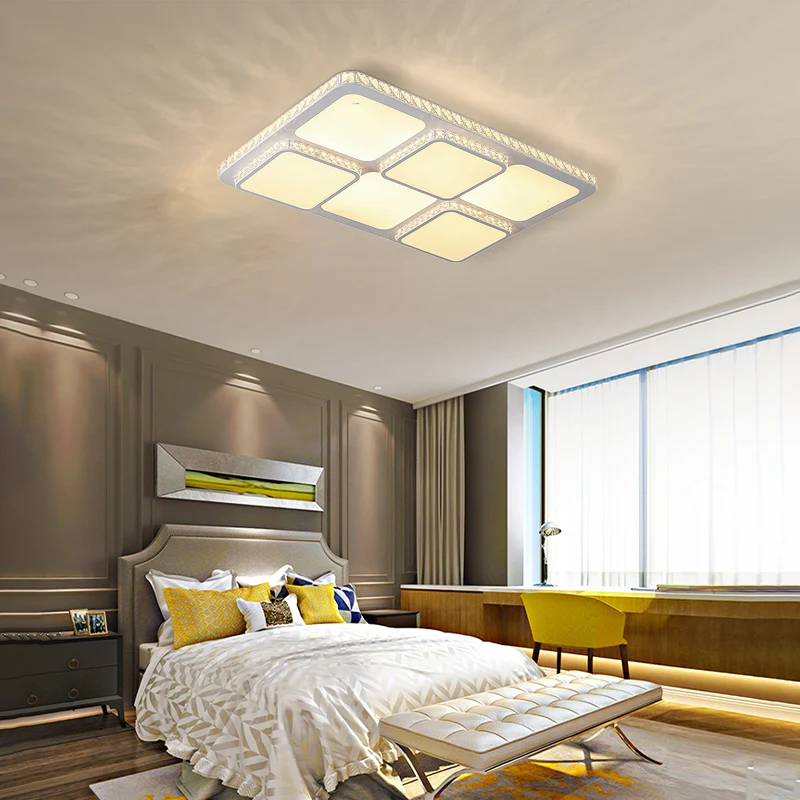Lampe encastrée carrée pour salon, luminaire contemporain LED en cristal blanc, lumière blanche chaude/blanche Clearhalo