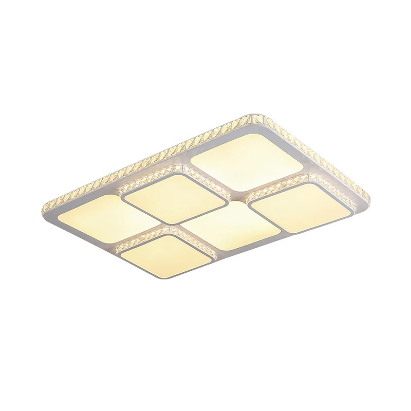 Lampe encastrée carrée pour salon, luminaire contemporain LED en cristal blanc, lumière blanche chaude/blanche Clearhalo