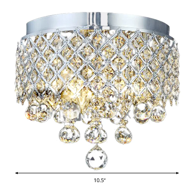 Lampe encastrée en cascade boule de cristal contemporaine 3 lumières éclairage de plafond chromé Clearhalo