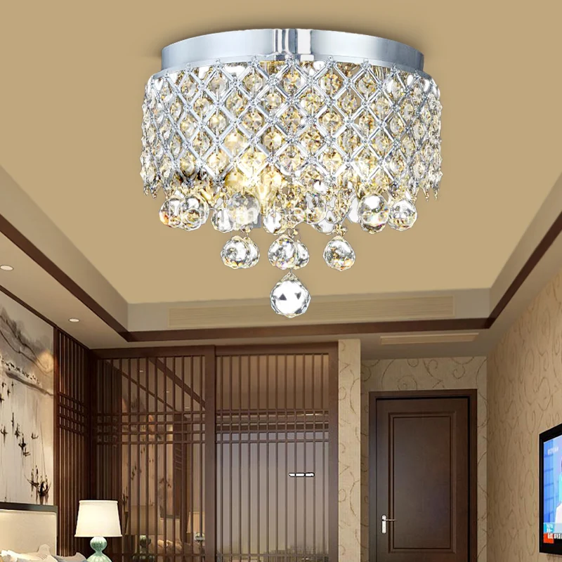 Lampe encastrée en cascade boule de cristal contemporaine 3 lumières éclairage de plafond chromé Clearhalo