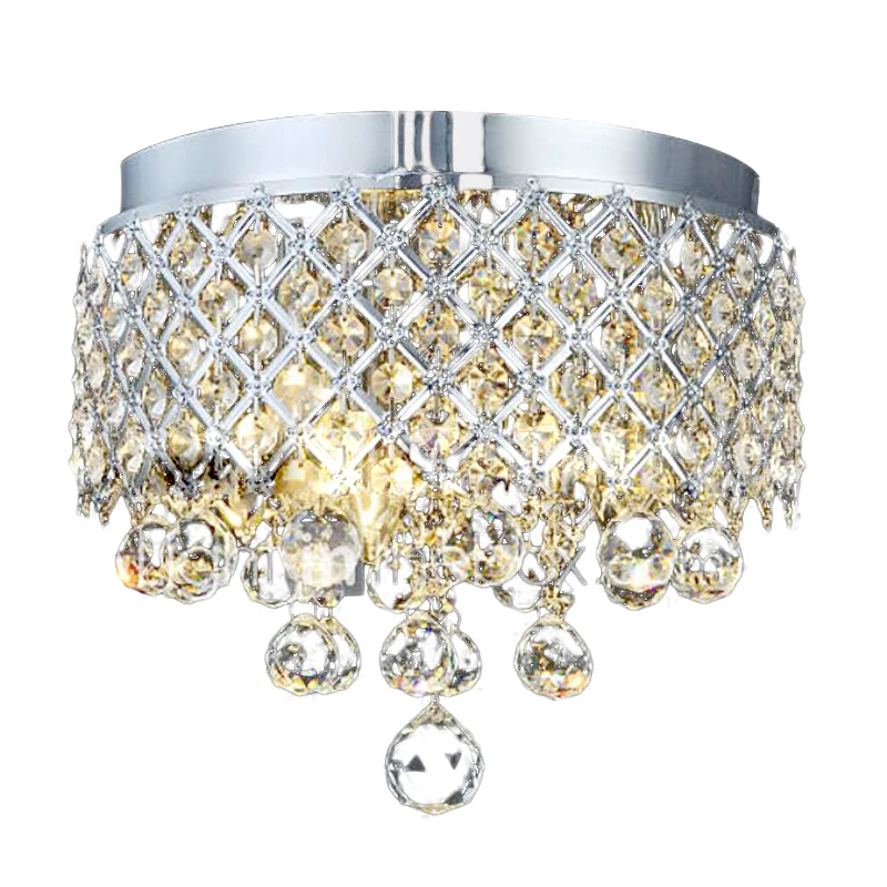 Lampe encastrée en cascade boule de cristal contemporaine 3 lumières éclairage de plafond chromé Clearhalo