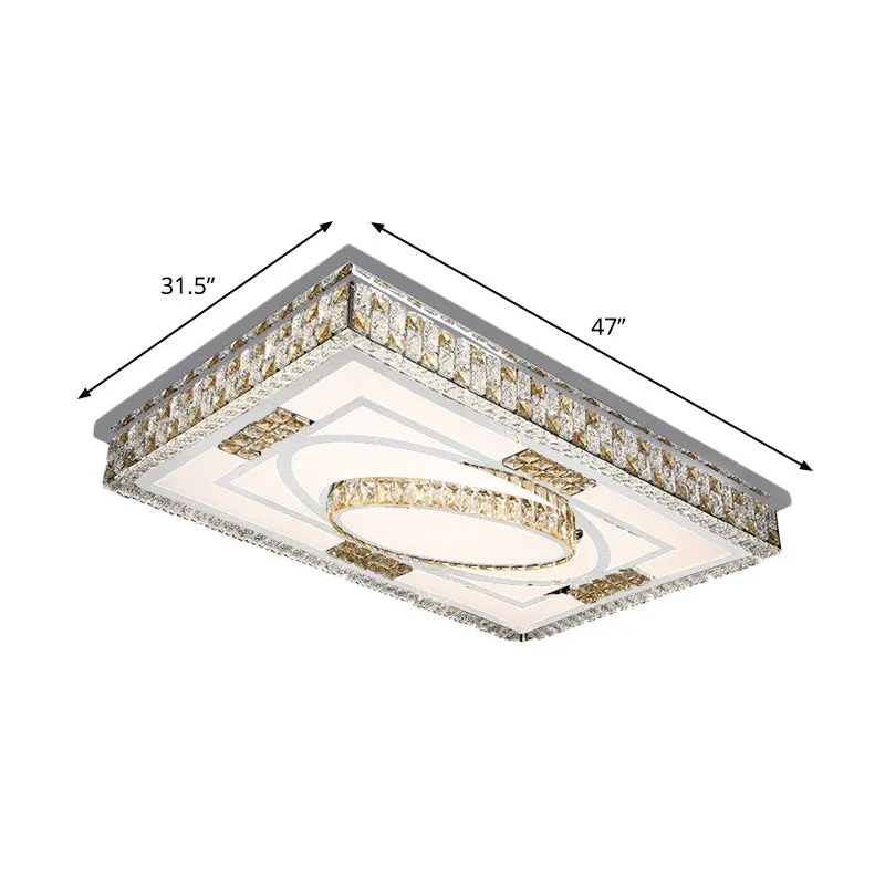 Lampe encastrée en cristal chromé, plafonnier LED rectangulaire moderniste avec télécommande Clearhalo
