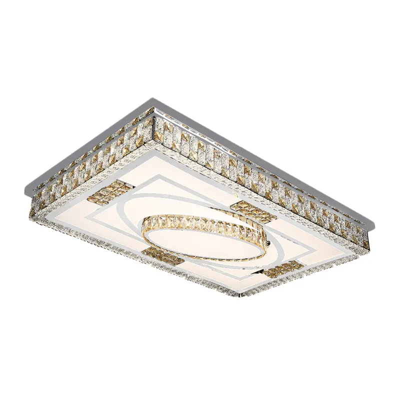 Lampe encastrée en cristal chromé, plafonnier LED rectangulaire moderniste avec télécommande Clearhalo