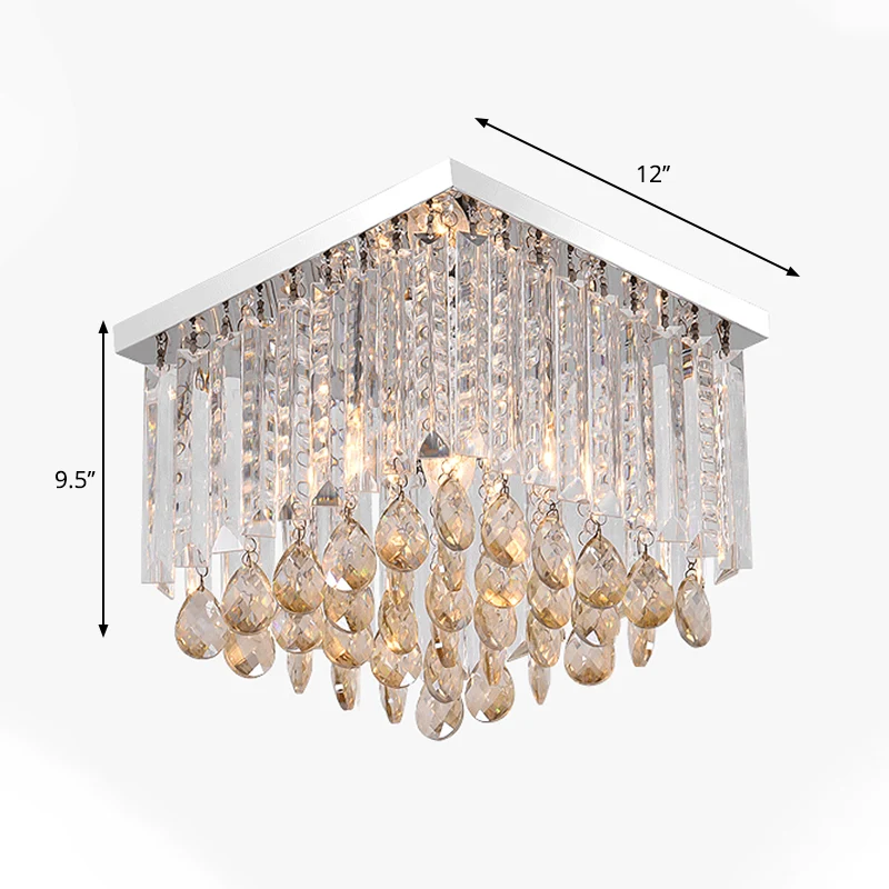 Lampe encastrée cubique en cristal clair, plafonnier simple à 1/2 lumières pour chambre à coucher Clearhalo