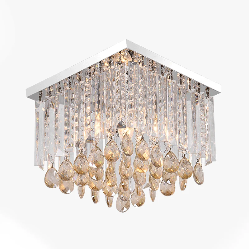Lampe encastrée cubique en cristal clair, plafonnier simple à 1/2 lumières pour chambre à coucher Clearhalo