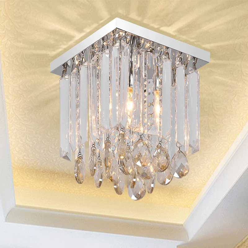 Lampe encastrée cubique en cristal clair, plafonnier simple à 1/2 lumières pour chambre à coucher Clearhalo