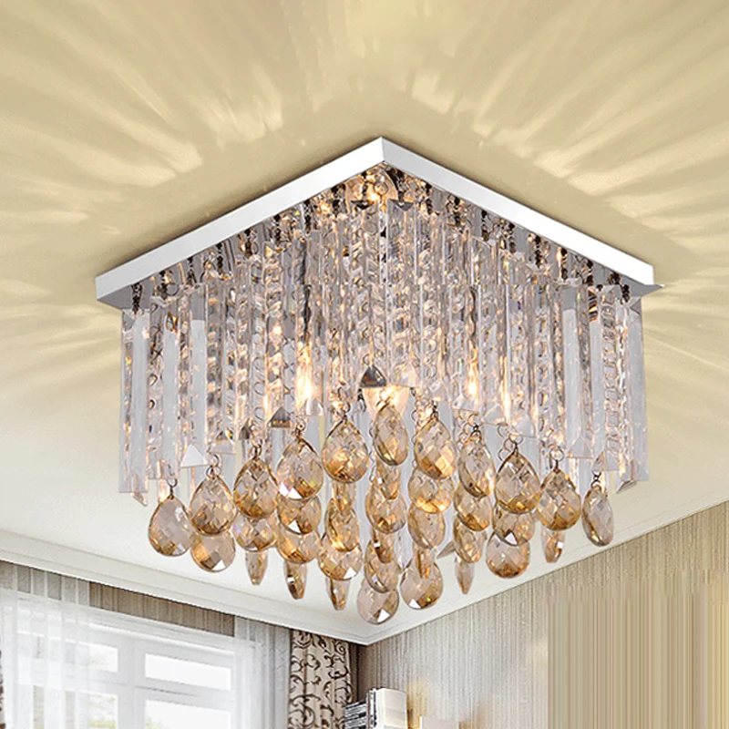 Lampe encastrée cubique en cristal clair, plafonnier simple à 1/2 lumières pour chambre à coucher Clearhalo
