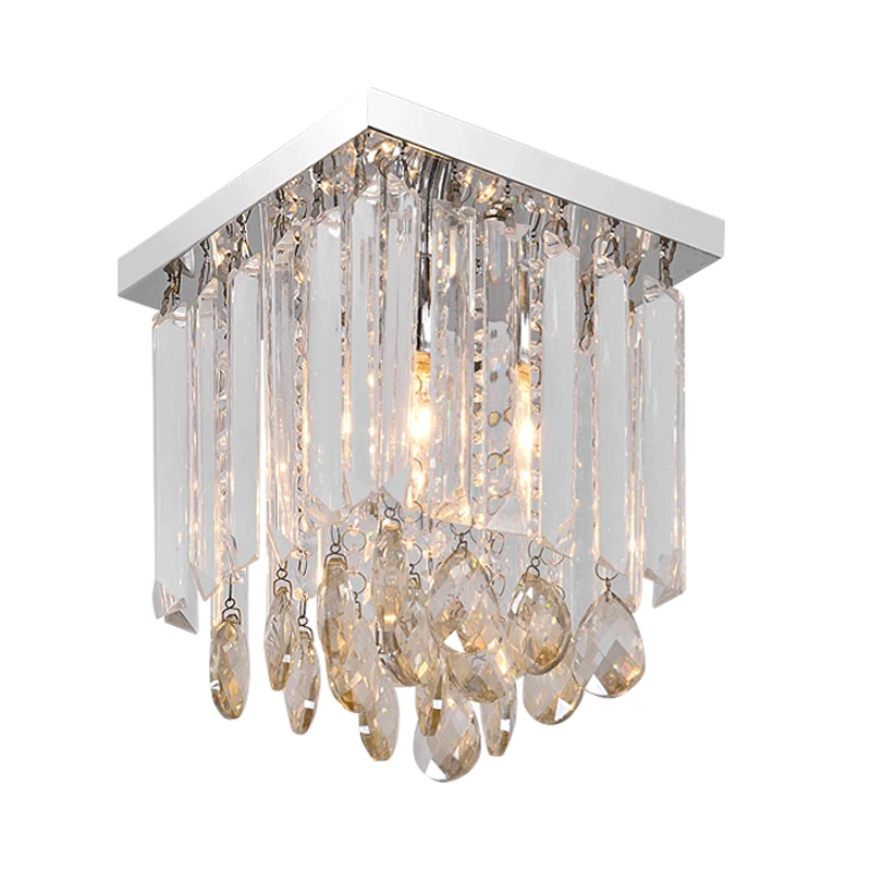 Lampe encastrée cubique en cristal clair, plafonnier simple à 1/2 lumières pour chambre à coucher Clearhalo