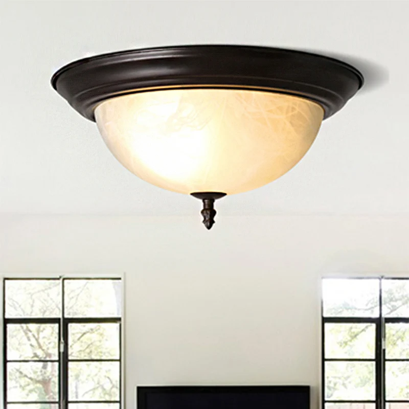 Lampe encastrée en forme de bol noir/noir et doré, luminaire de plafond classique en verre givré à 3 lumières pour salon,...