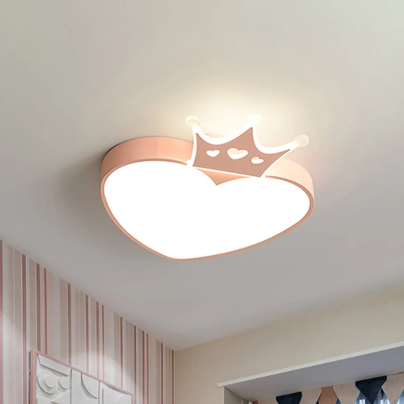 Lampe encastrée en forme de cœur en acrylique, éclairage LED encastré de Style nordique en rose/bleu avec décor de couronn...
