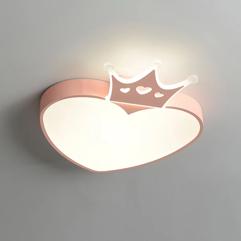 Lampe encastrée en forme de cœur en acrylique, éclairage LED encastré de Style nordique en rose/bleu avec décor de couronn...