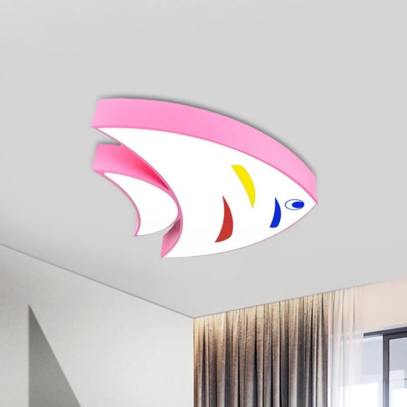 Lampe encastrée en forme de poisson Tropical en acrylique, Style enfant, LED rouge/jaune/bleu, proche du plafonnier Clearhalo