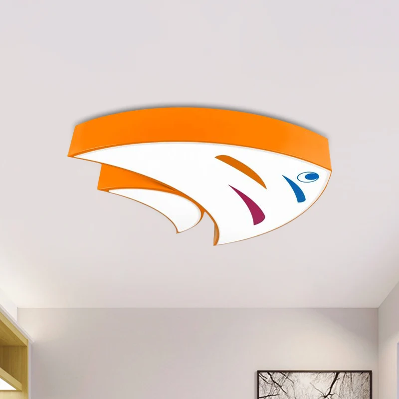 Lampe encastrée en forme de poisson Tropical en acrylique, Style enfant, LED rouge/jaune/bleu, proche du plafonnier Clearhalo