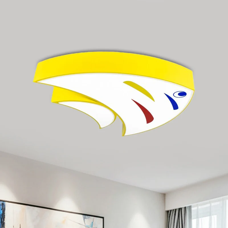 Lampe encastrée en forme de poisson Tropical en acrylique, Style enfant, LED rouge/jaune/bleu, proche du plafonnier Clearhalo