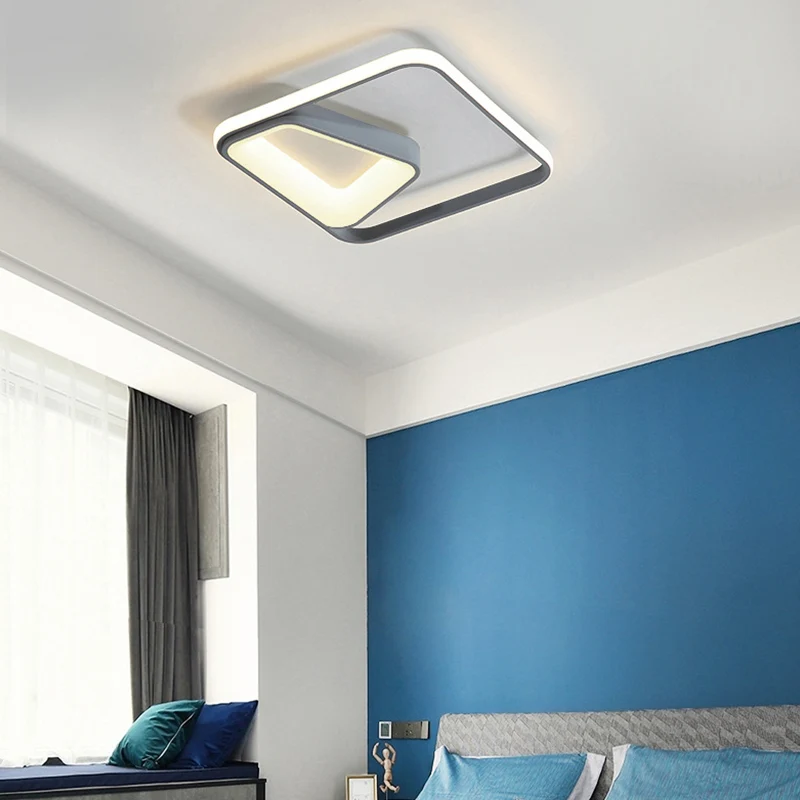 Lampe encastrée géométrique en métal modernisme gris/blanc éclairage de plafond LED en lumière naturelle/télécommande grad...