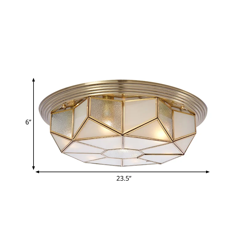 Lampe encastrée en laiton à 6 têtes, luminaire de plafond octogonal en verre sablé pour le salon Clearhalo