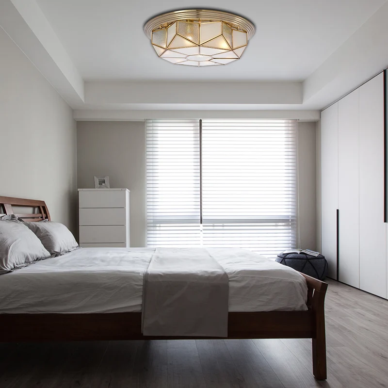 Lampe encastrée en laiton à 6 têtes, luminaire de plafond octogonal en verre sablé pour le salon Clearhalo