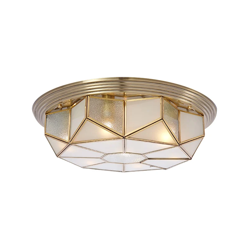 Lampe encastrée en laiton à 6 têtes, luminaire de plafond octogonal en verre sablé pour le salon Clearhalo