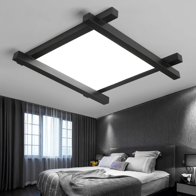 Lampe encastrée à lignes croisées noires/blanches, LED en métal Simple, montage encastré au plafond de 17 "/21"/25 "de lar...