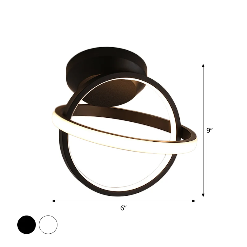 Lampe encastrée métallique à cercle croisé minimaliste LED noir/blanc plafonnier en lumière chaude/blanche Clearhalo