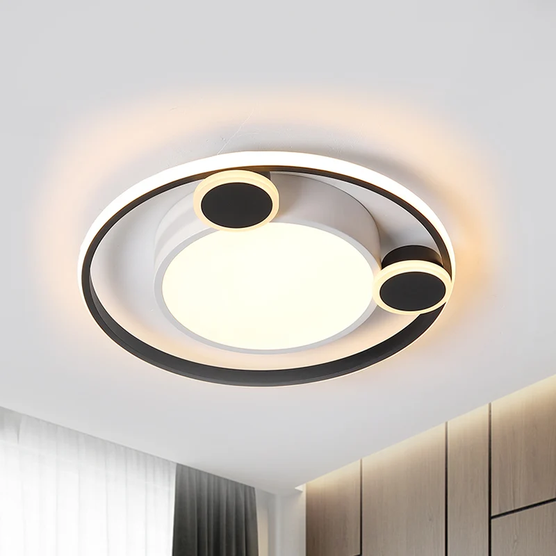 Lampe encastrée orbite métallique avec abat-jour noir/blanc intégré, plafonnier Led nordique, lumière chaude/blanche Clear...
