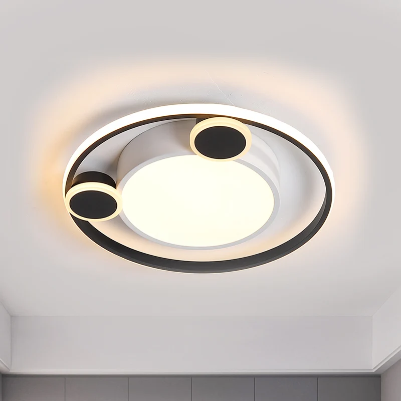 Lampe encastrée orbite métallique avec abat-jour noir/blanc intégré, plafonnier Led nordique, lumière chaude/blanche Clear...