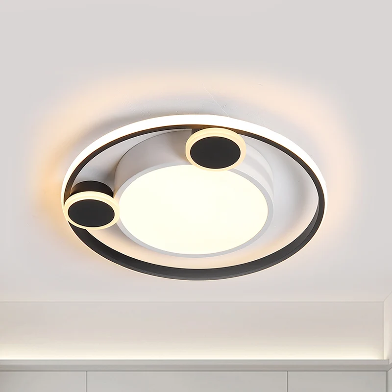 Lampe encastrée orbite métallique avec abat-jour noir/blanc intégré, plafonnier Led nordique, lumière chaude/blanche Clear...
