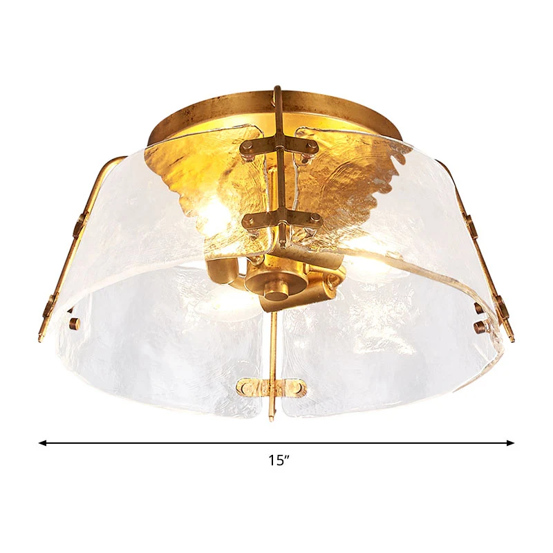 Lampe encastrée en verre d'eau à 3 têtes, bol en laiton traditionnel, salon proche du plafonnier Clearhalo