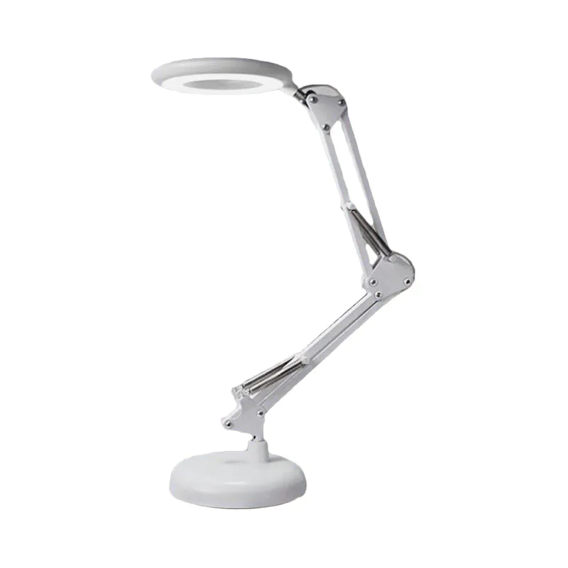 Lampe de lecture à anneau acrylique, lampe de table blanche moderniste à LED avec bras réglable Clearhalo