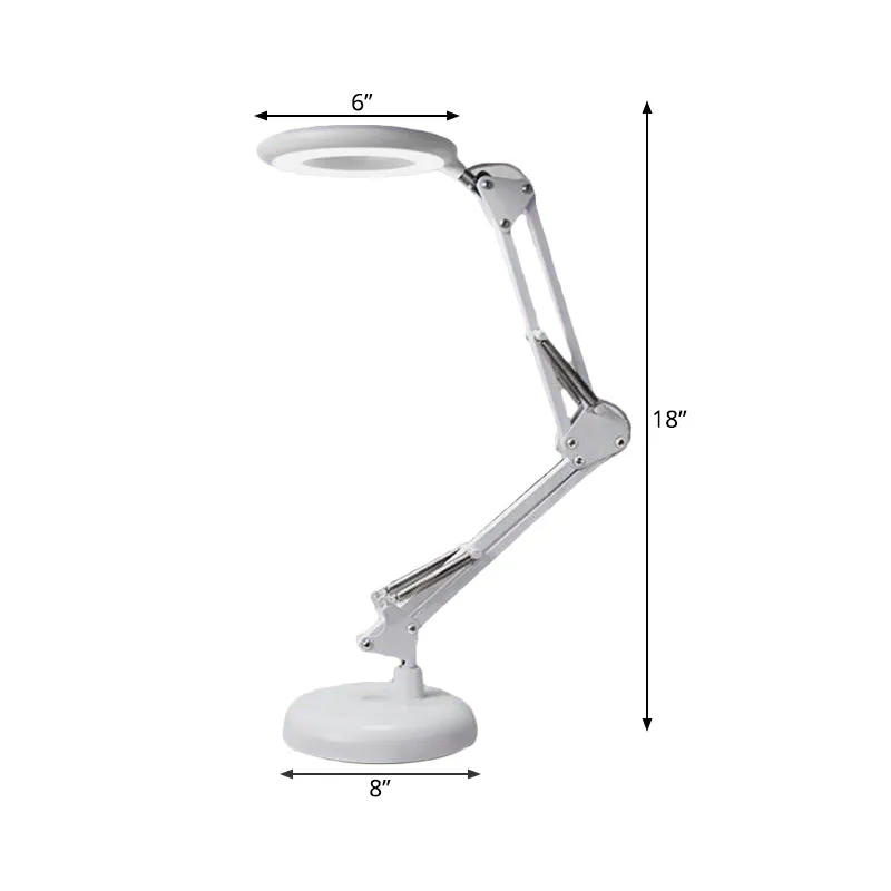 Lampe de lecture à anneau acrylique, lampe de table blanche moderniste à LED avec bras réglable Clearhalo