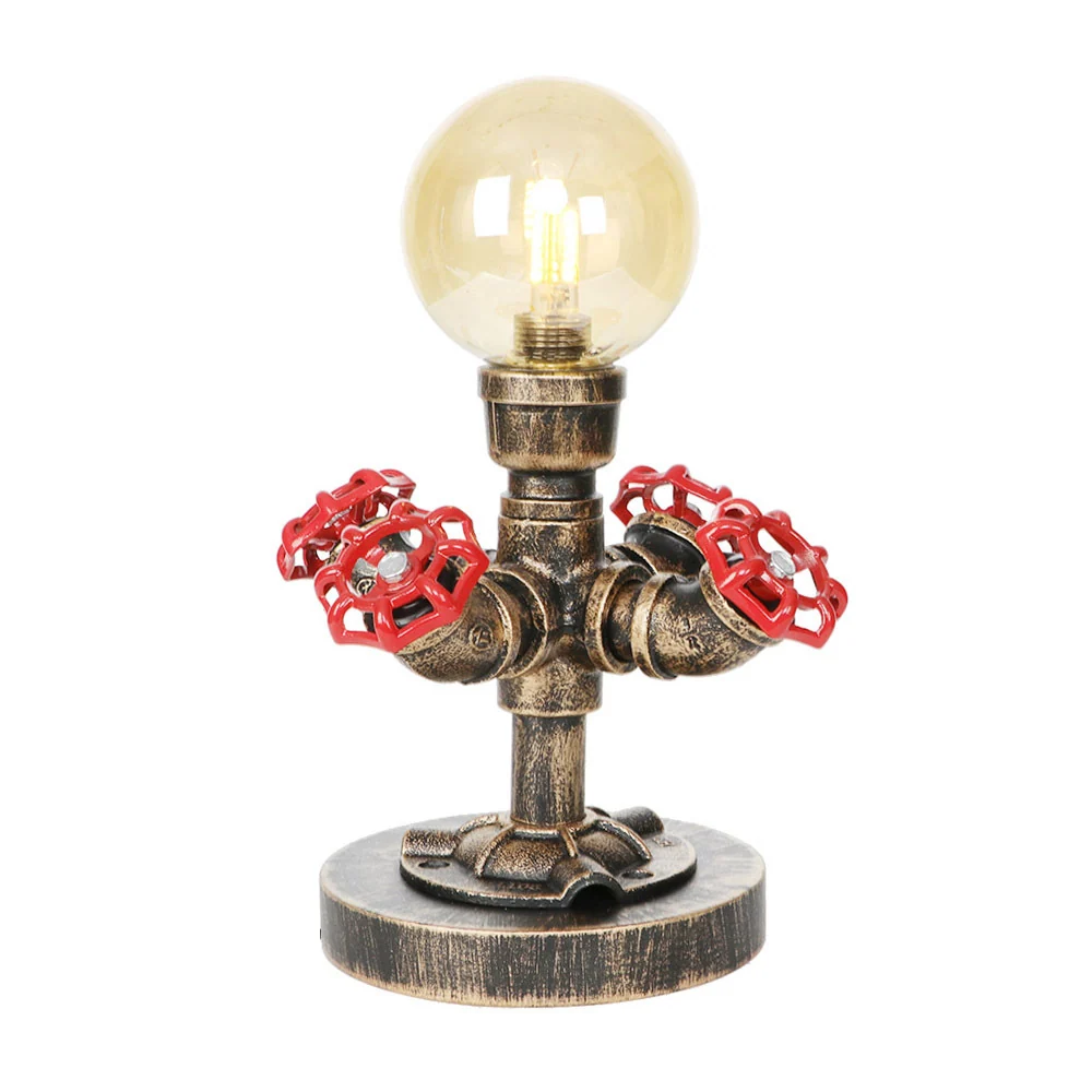 Lampe de lecture antique argentée/bronze à lumière unique, abat-jour industriel en verre transparent/ambre, éclairage de t...
