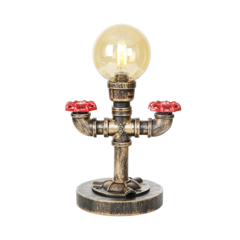 Lampe de lecture antique argentée/bronze à lumière unique, abat-jour industriel en verre transparent/ambre, éclairage de t...