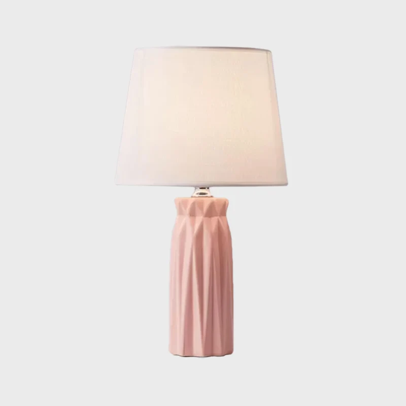 Lampe de lecture conique en tissu Modernism, lampe de table de nuit à 1 ampoule rose/bleu avec base en céramique Clearhalo