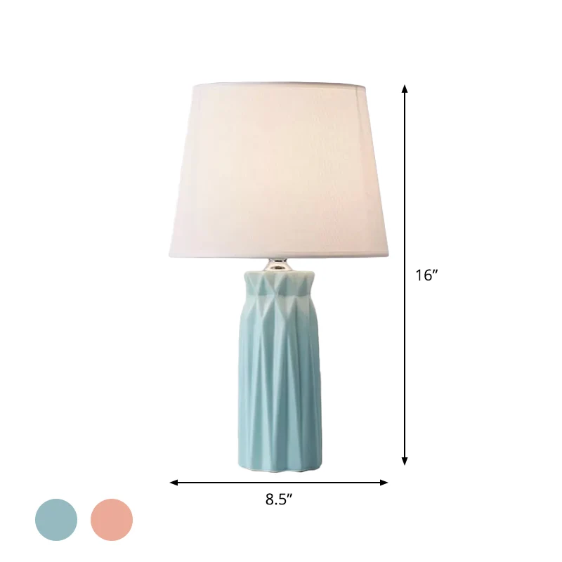 Lampe de lecture conique en tissu Modernism, lampe de table de nuit à 1 ampoule rose/bleu avec base en céramique Clearhalo
