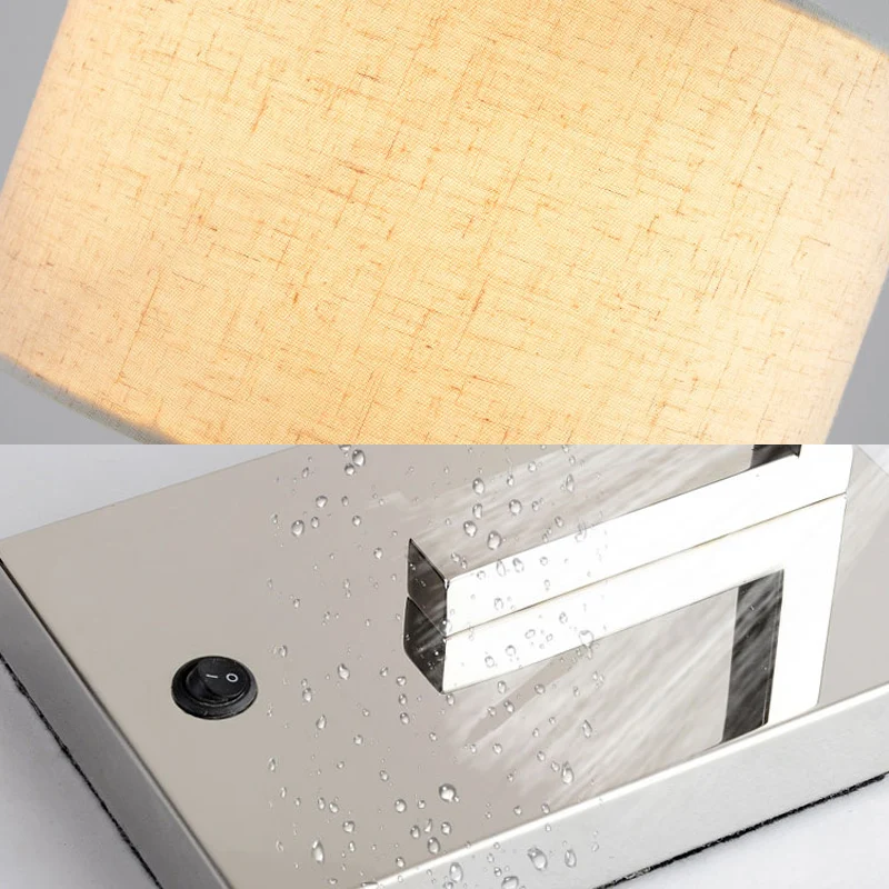Lampe de lecture cylindrique à LED, éclairage de travail en tissu moderniste en beige avec base en métal Clearhalo