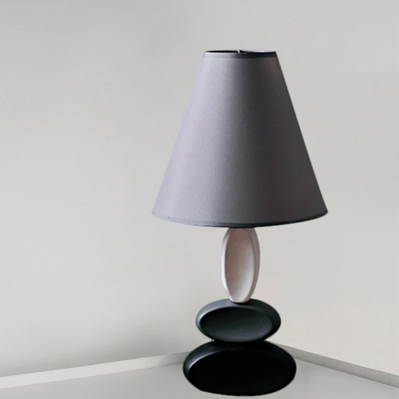 Lampe de lecture en forme conique grise, tissu traditionnel, 1 ampoule, lampe de chevet et de Table de nuit Clearhalo